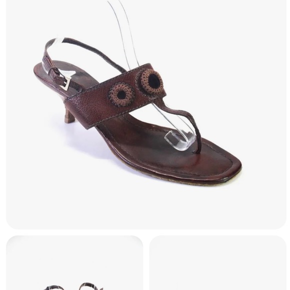 Prada Womens Leather Flip Flop Sandals Heels Brown Size 11 Authentic!! - Picture 2 of 5